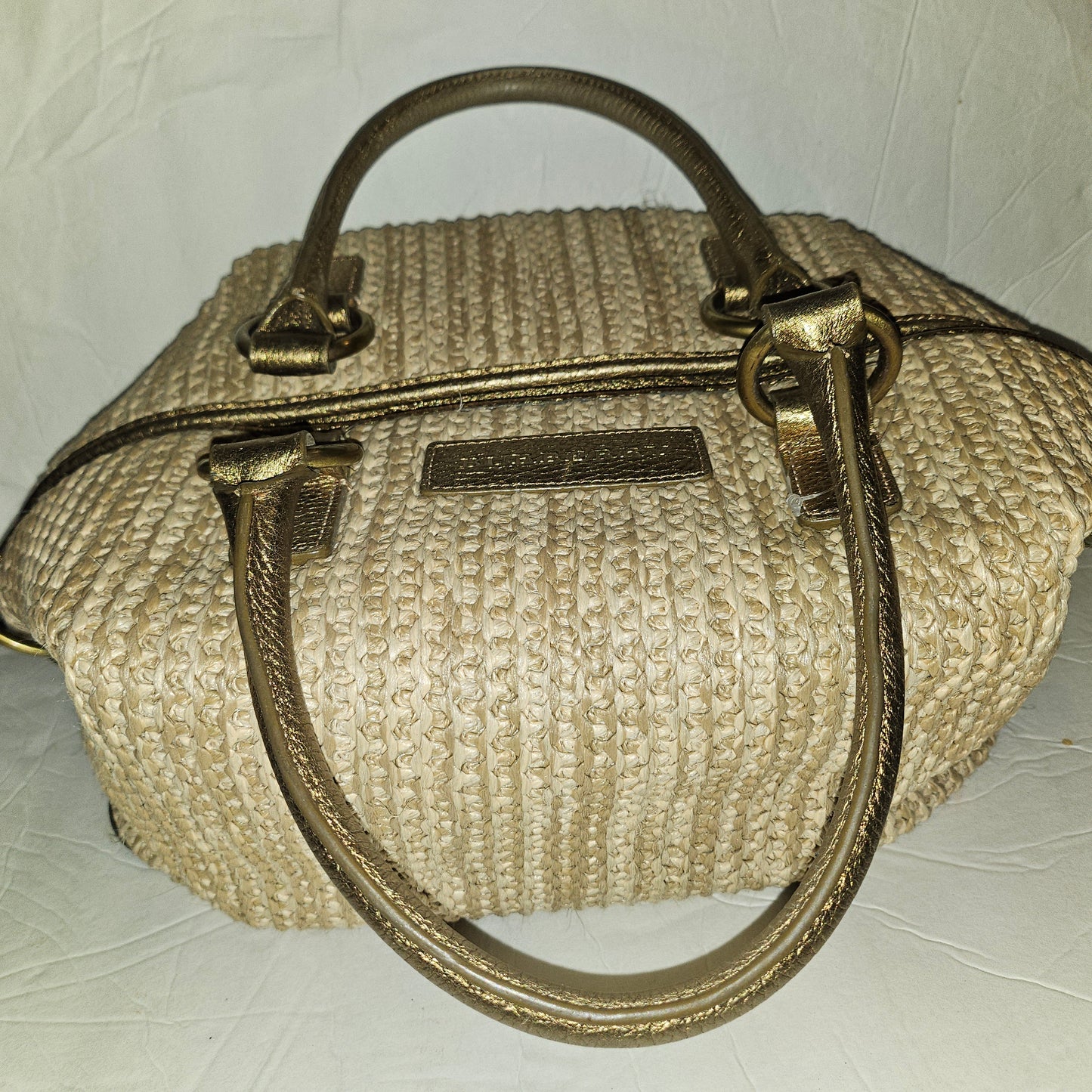 Burberry raffia & metallic leather XL two- way satchel