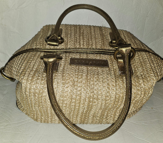 Burberry raffia & metallic leather XL two- way satchel