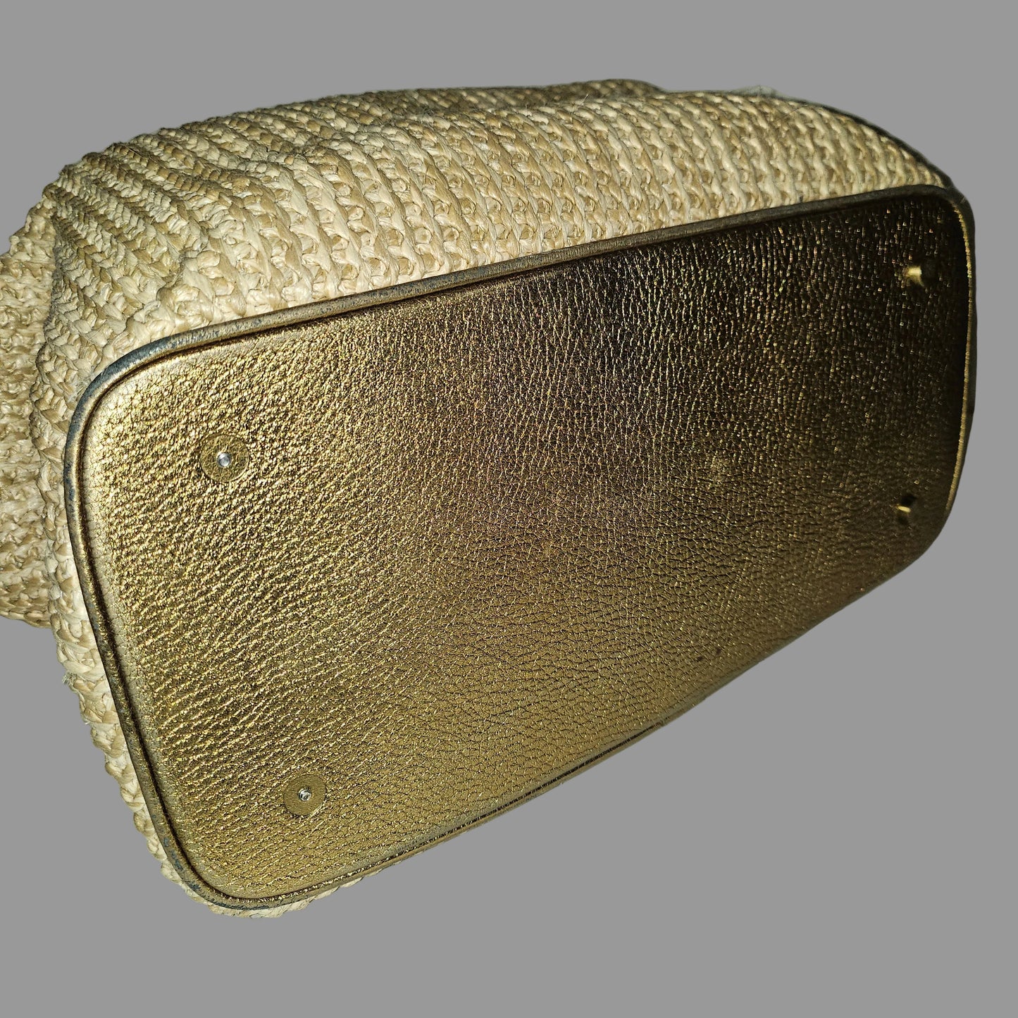 Burberry raffia & metallic leather XL two- way satchel