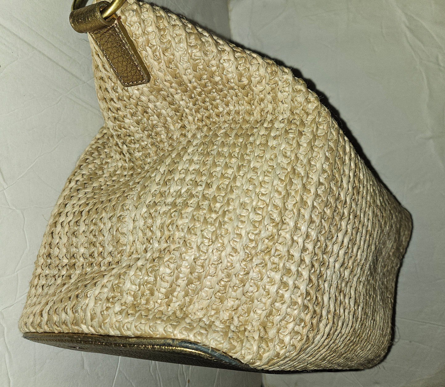 Burberry raffia & metallic leather XL two- way satchel