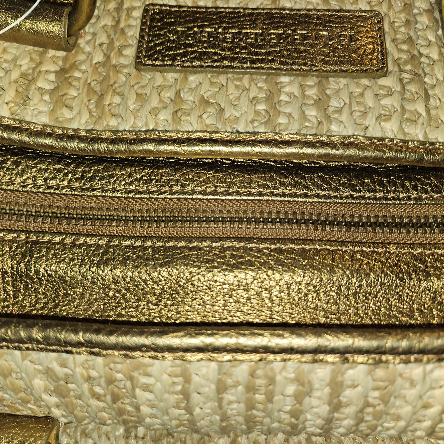 Burberry raffia & metallic leather XL two- way satchel