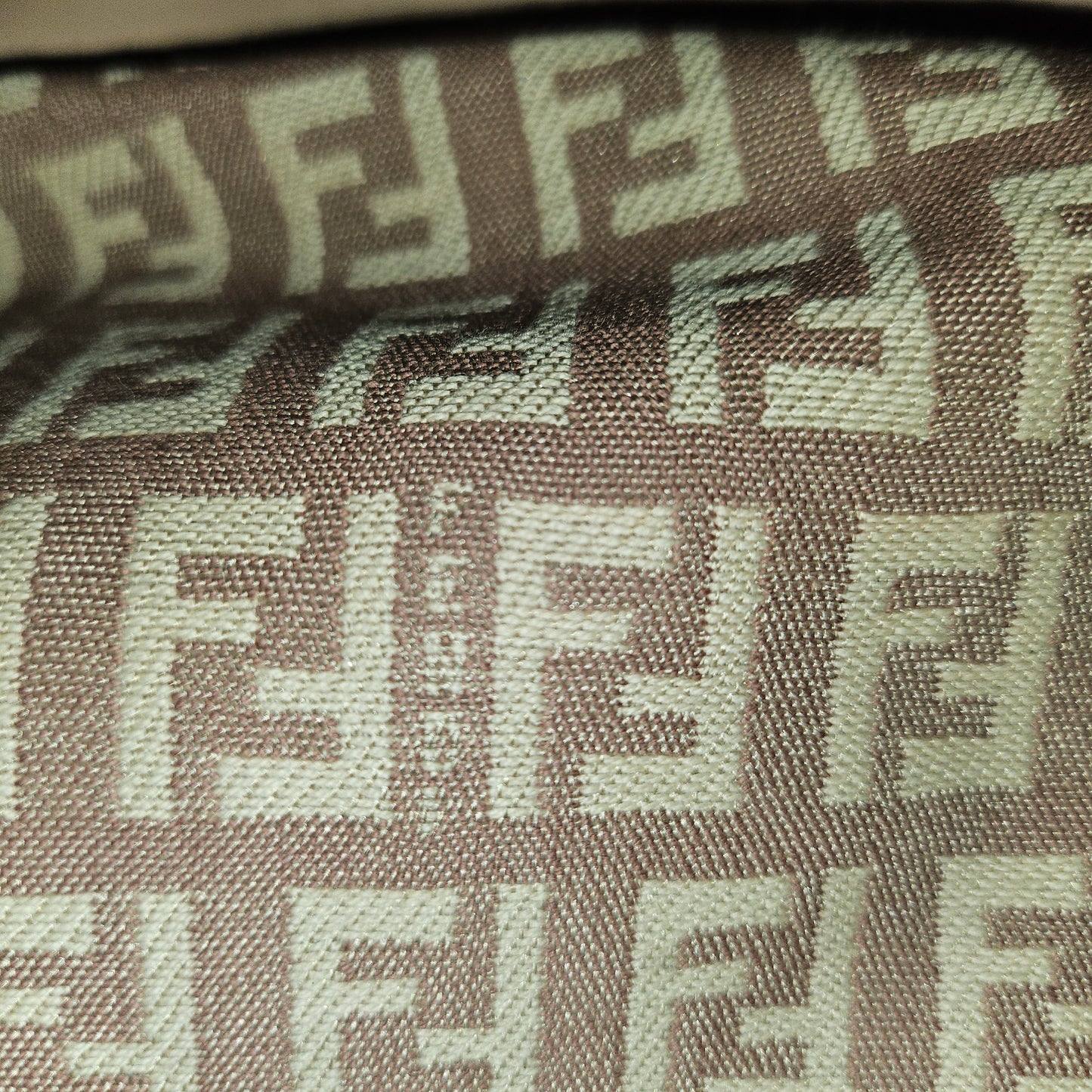 Fendi pink leather & ivory Zucchino  print on purplish mauve canvas LE hobo