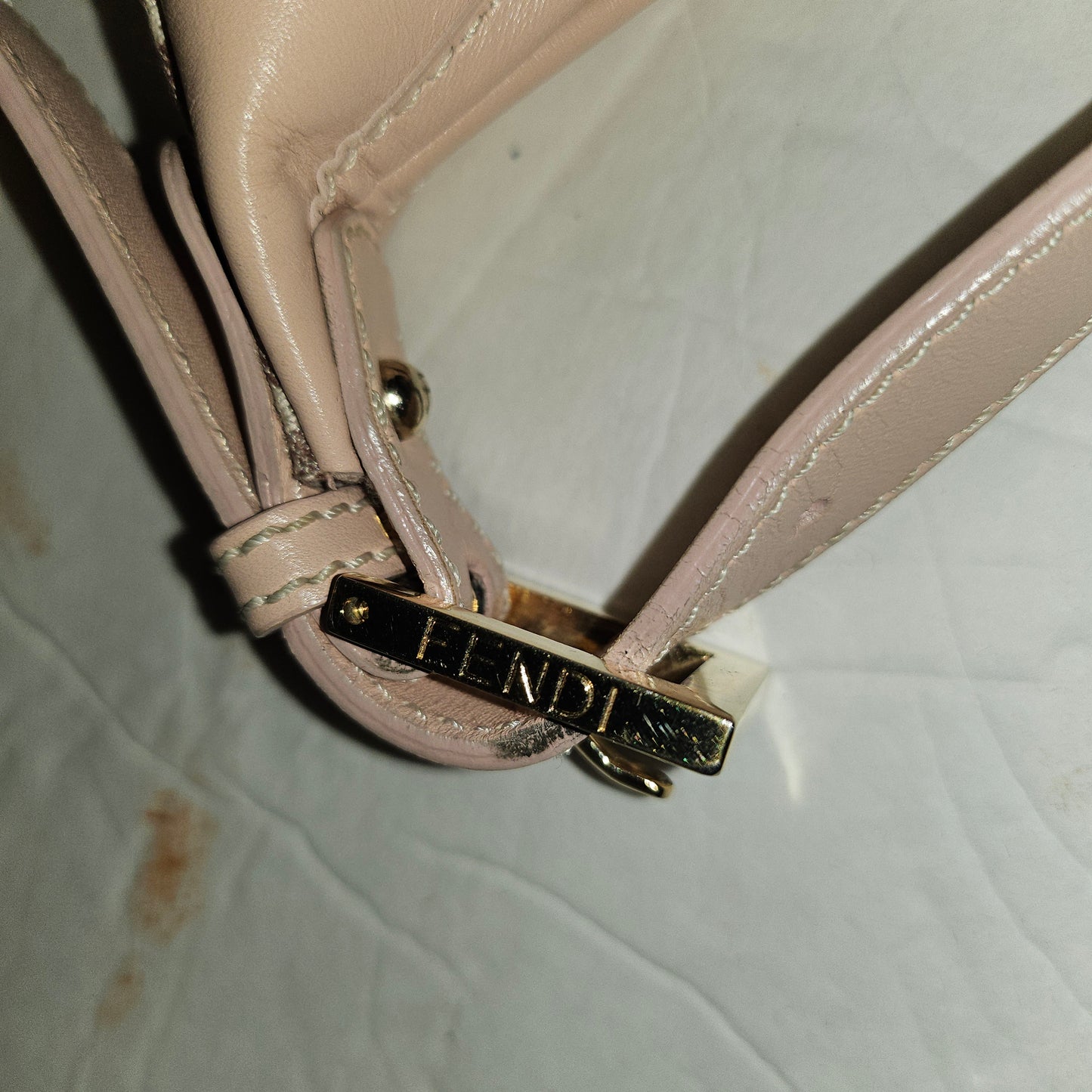 Fendi pink leather & ivory Zucchino  print on purplish mauve canvas LE hobo