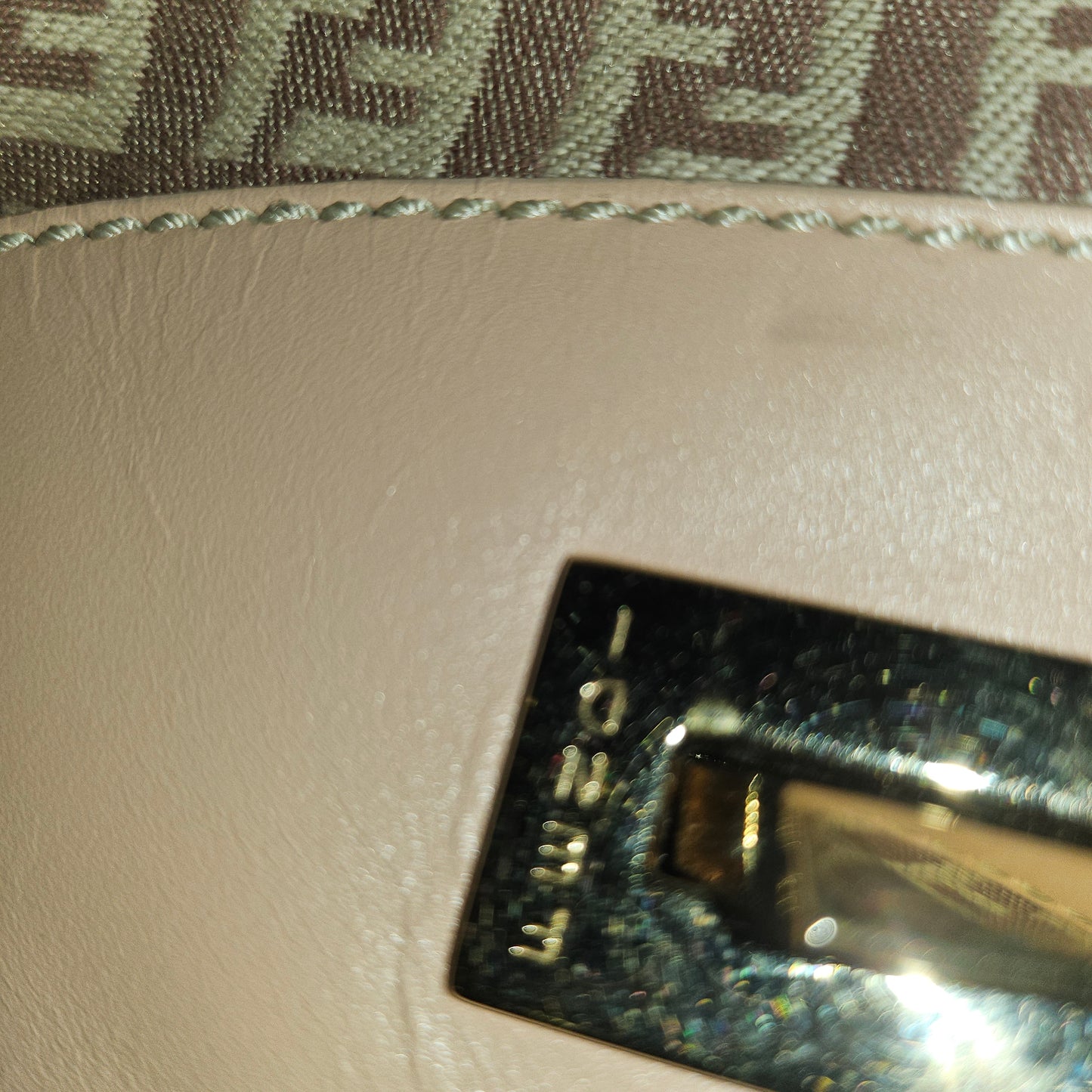 Fendi pink leather & ivory Zucchino  print on purplish mauve canvas LE hobo