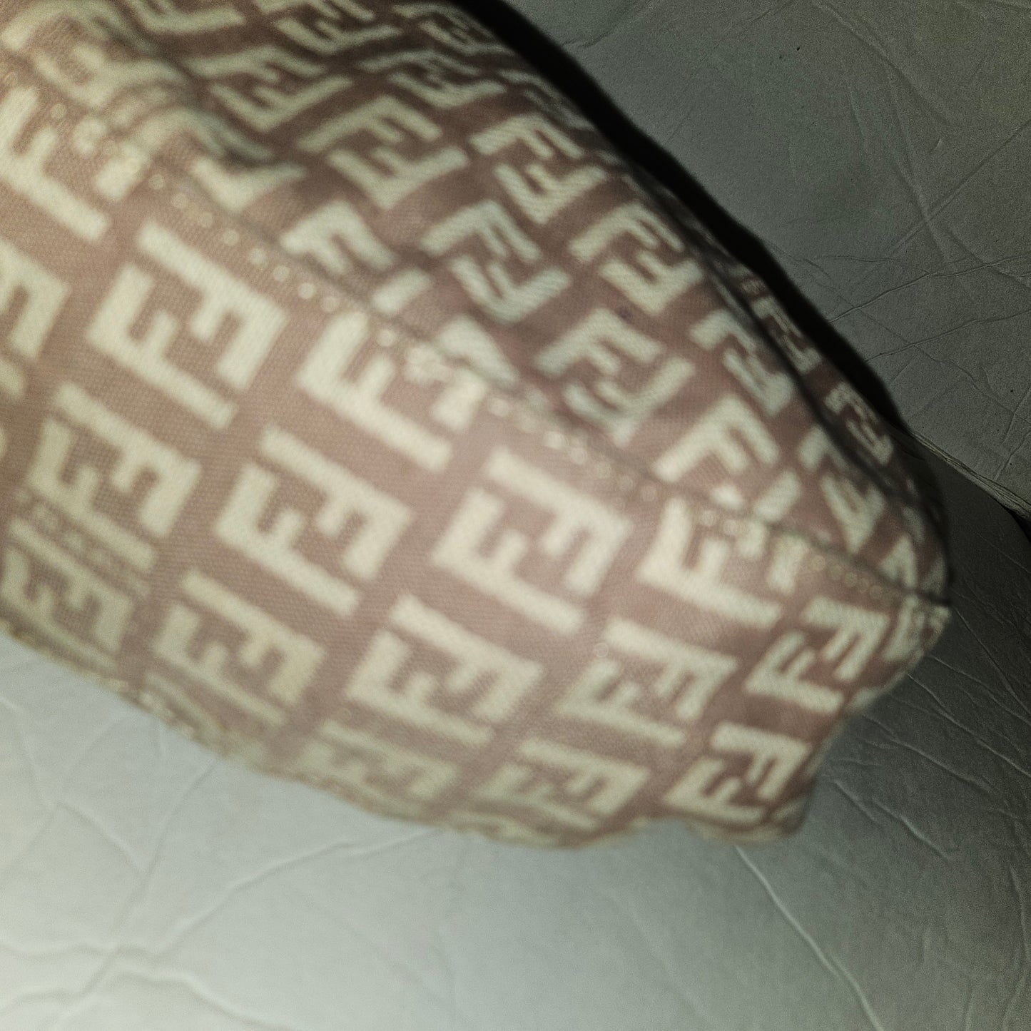Fendi pink leather & ivory Zucchino  print on purplish mauve canvas LE hobo