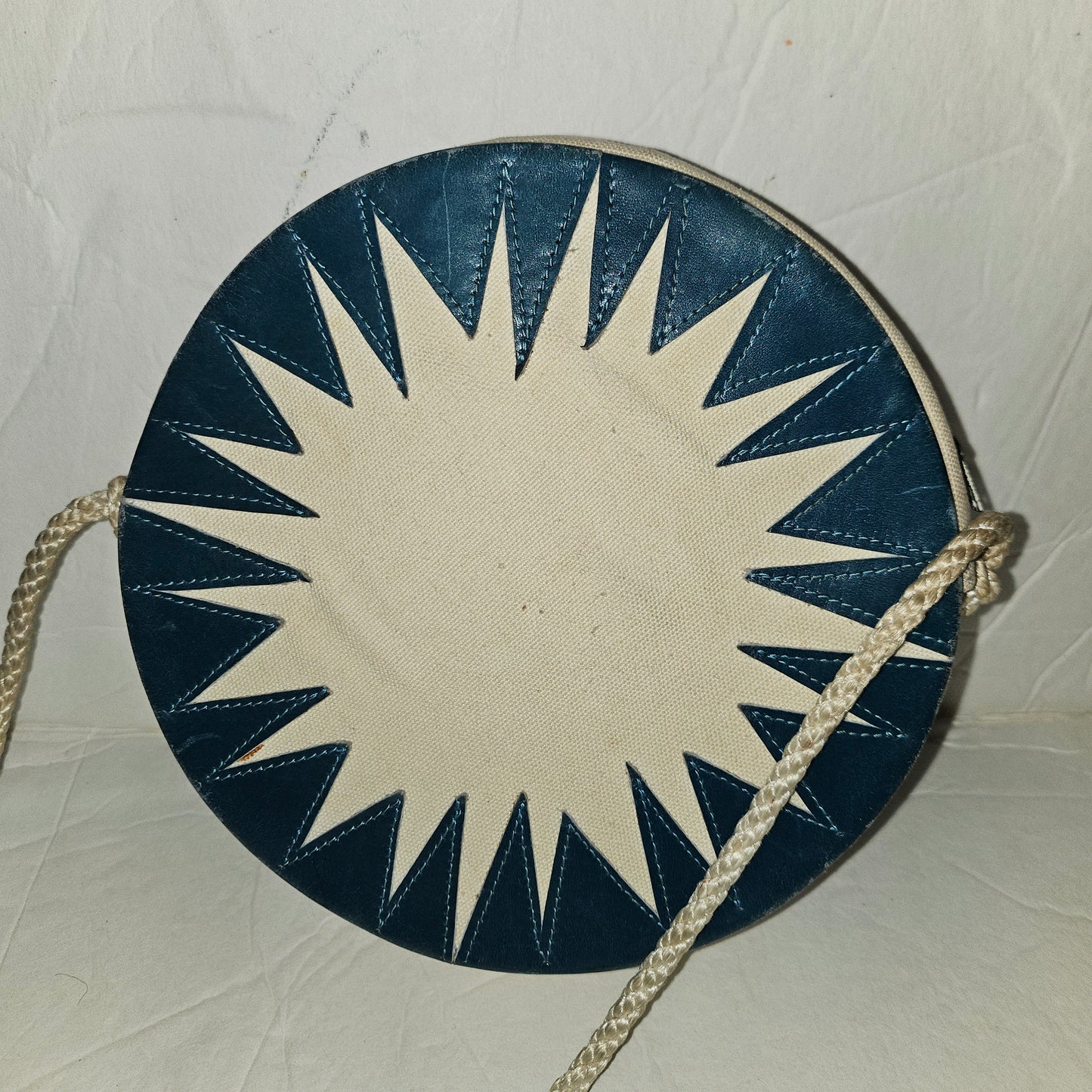 YSL white teal & black early starburst logo design canteen style cross body