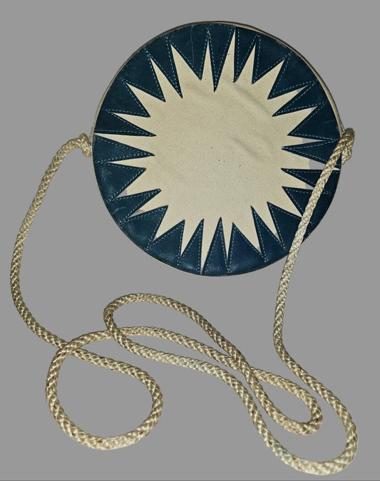 YSL white teal & black early starburst logo design canteen style cross body