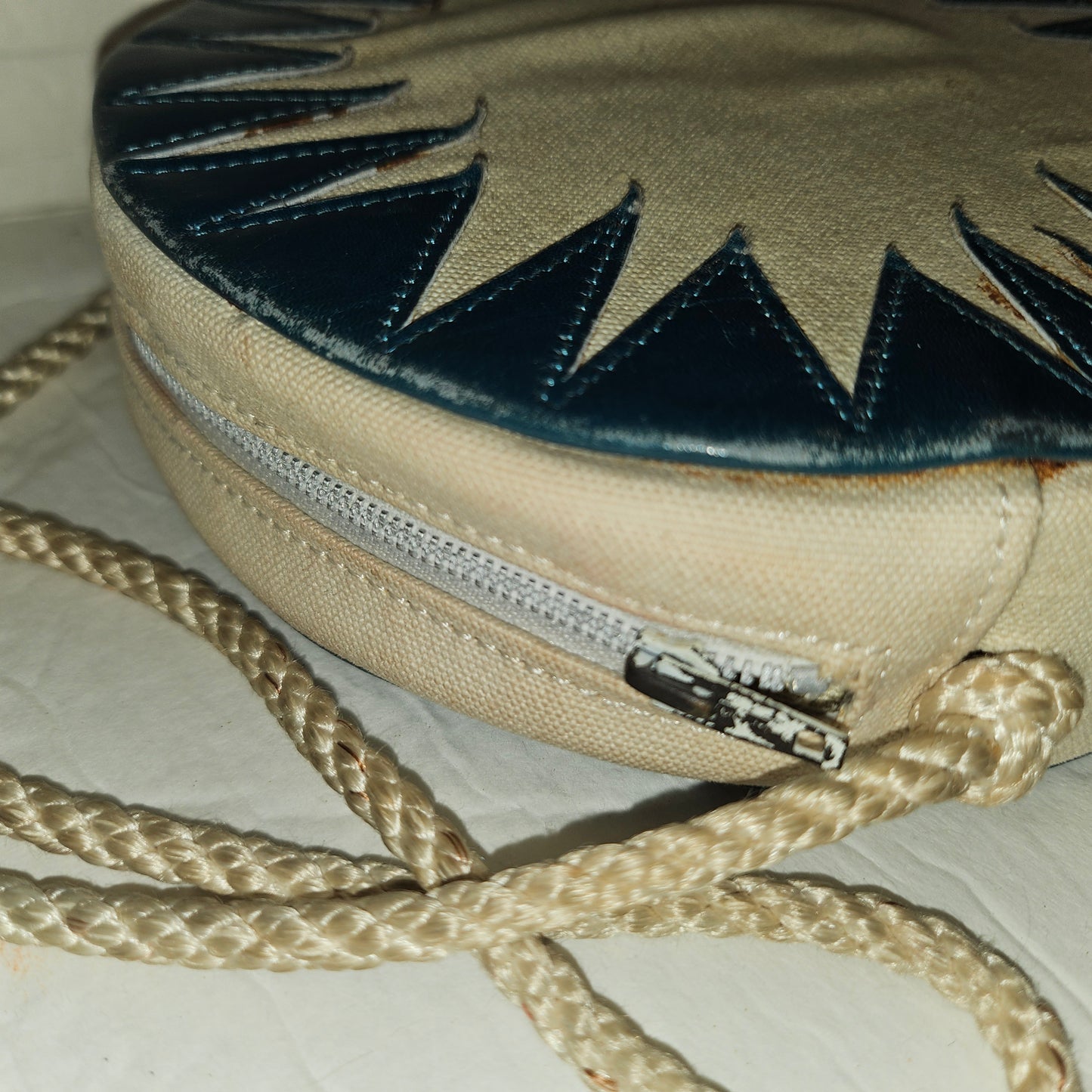 YSL white teal & black early starburst logo design canteen style cross body