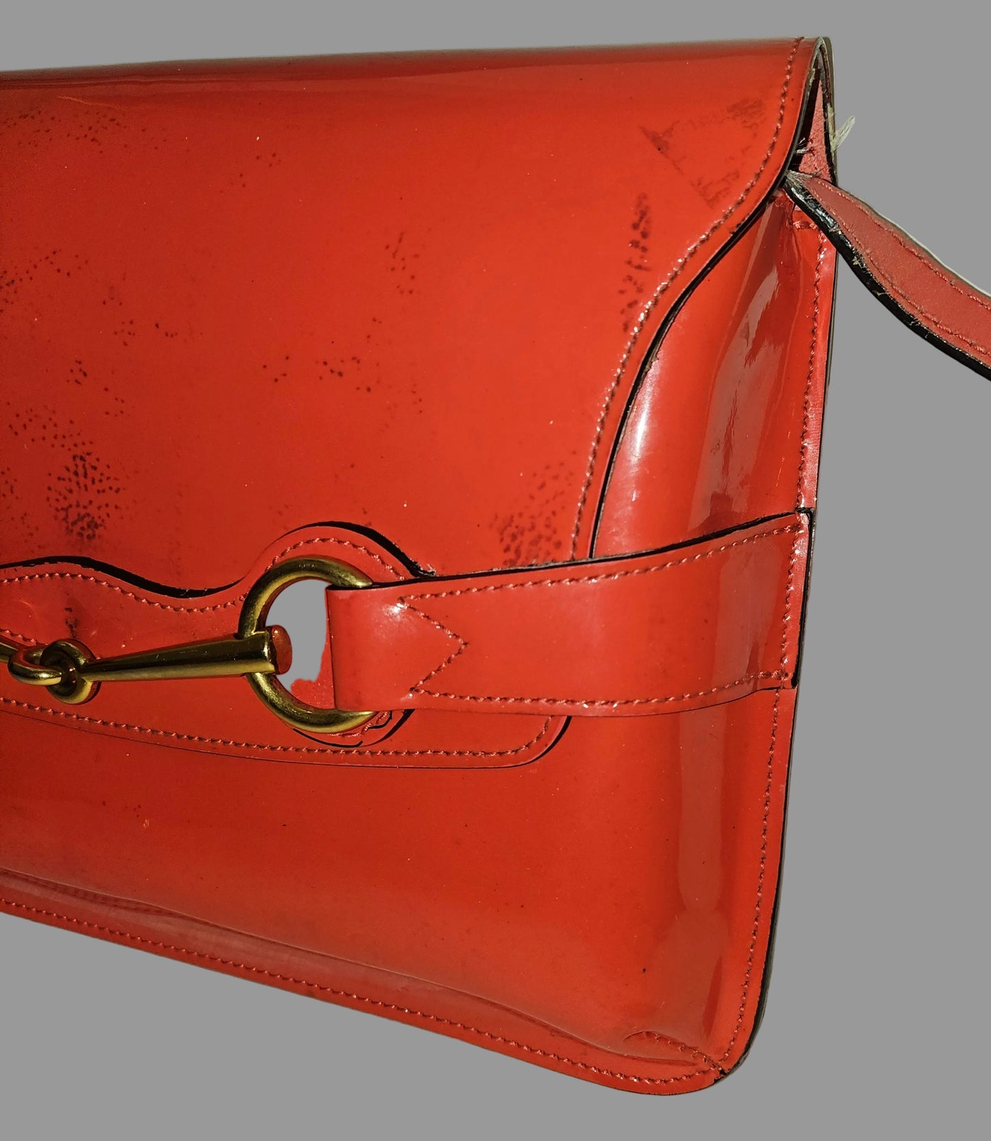 Gucci orange glossy leather Bright Bit style cross body/shoulder bag!