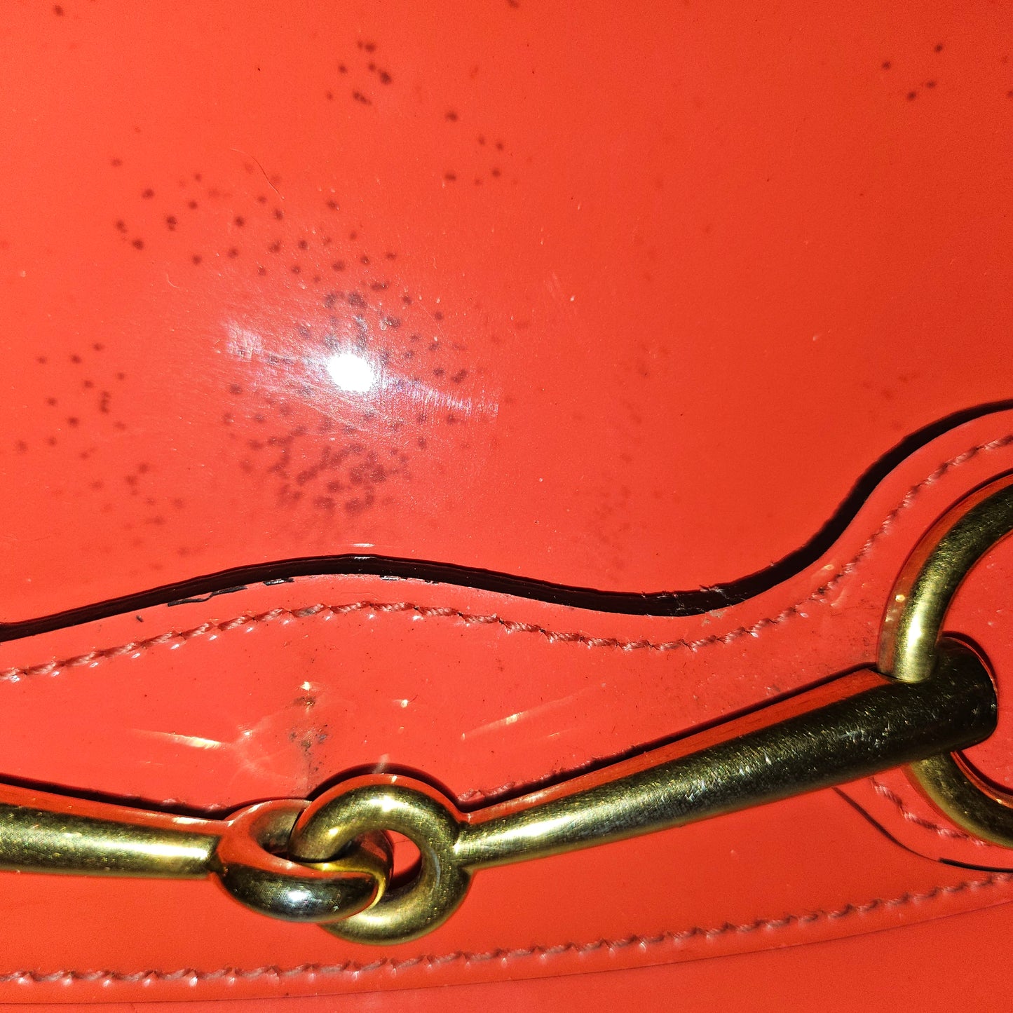 Gucci orange glossy leather Bright Bit style cross body/shoulder bag!