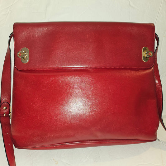 Ferragamo Gancini true red leather bucket style shoulder bag