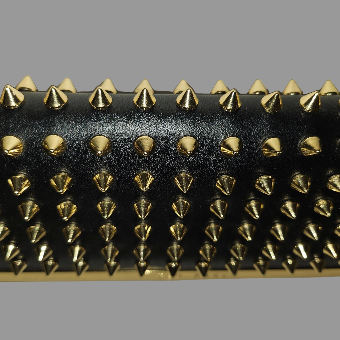 Ted Baker NWT black leather clutch with gold studded spiky hardware