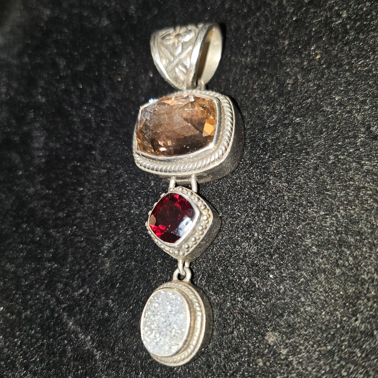 Lori Bonn retired vintage opal citrine & garnet pendant