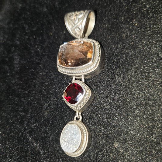 Lori Bonn retired vintage opal citrine & garnet pendant
