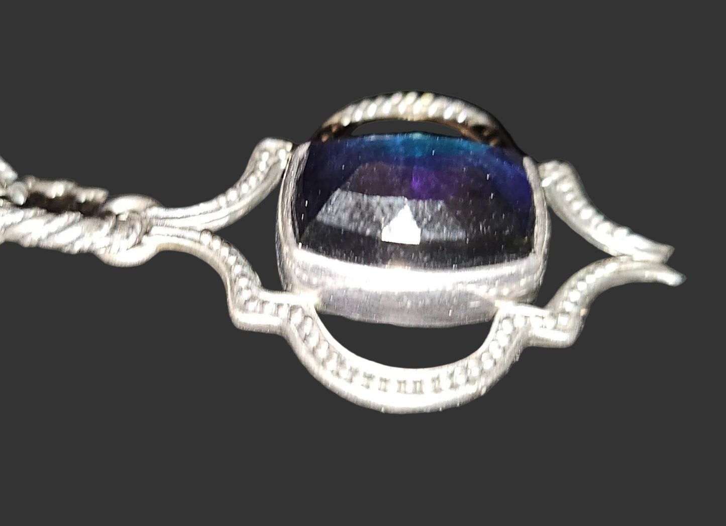 Lori Bonn blue topaz & sterling pendant & 30" Opera length necklace