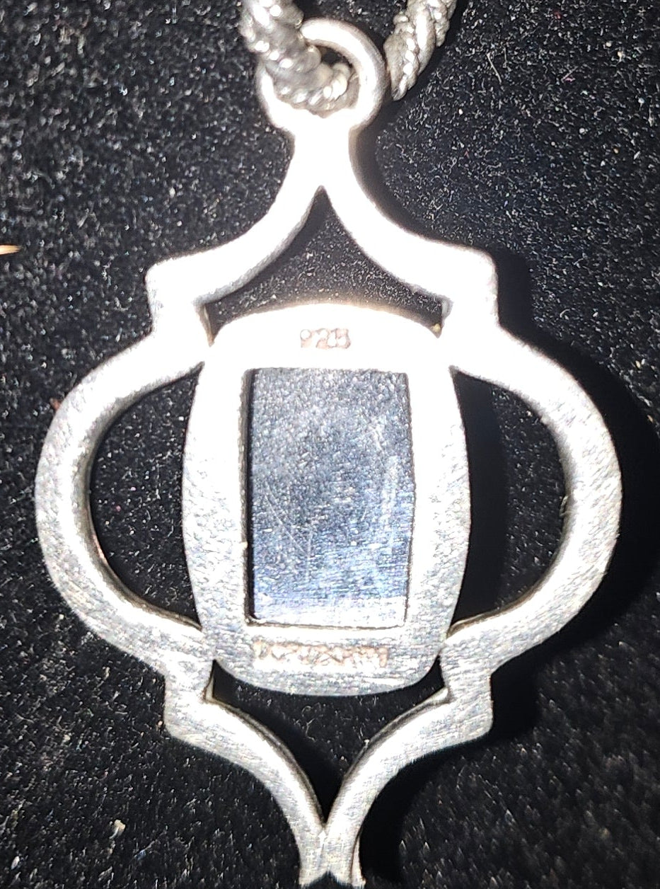 Lori Bonn blue topaz & sterling pendant & 30" Opera length necklace