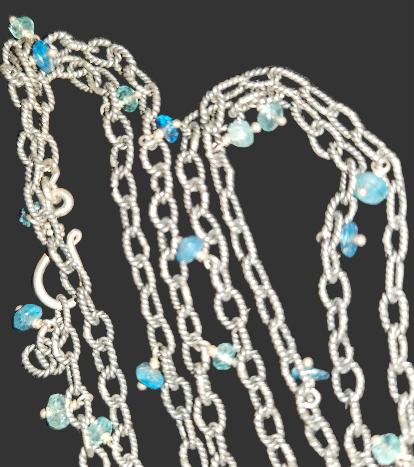 Lori Bonn blue topaz & sterling pendant & 30" Opera length necklace