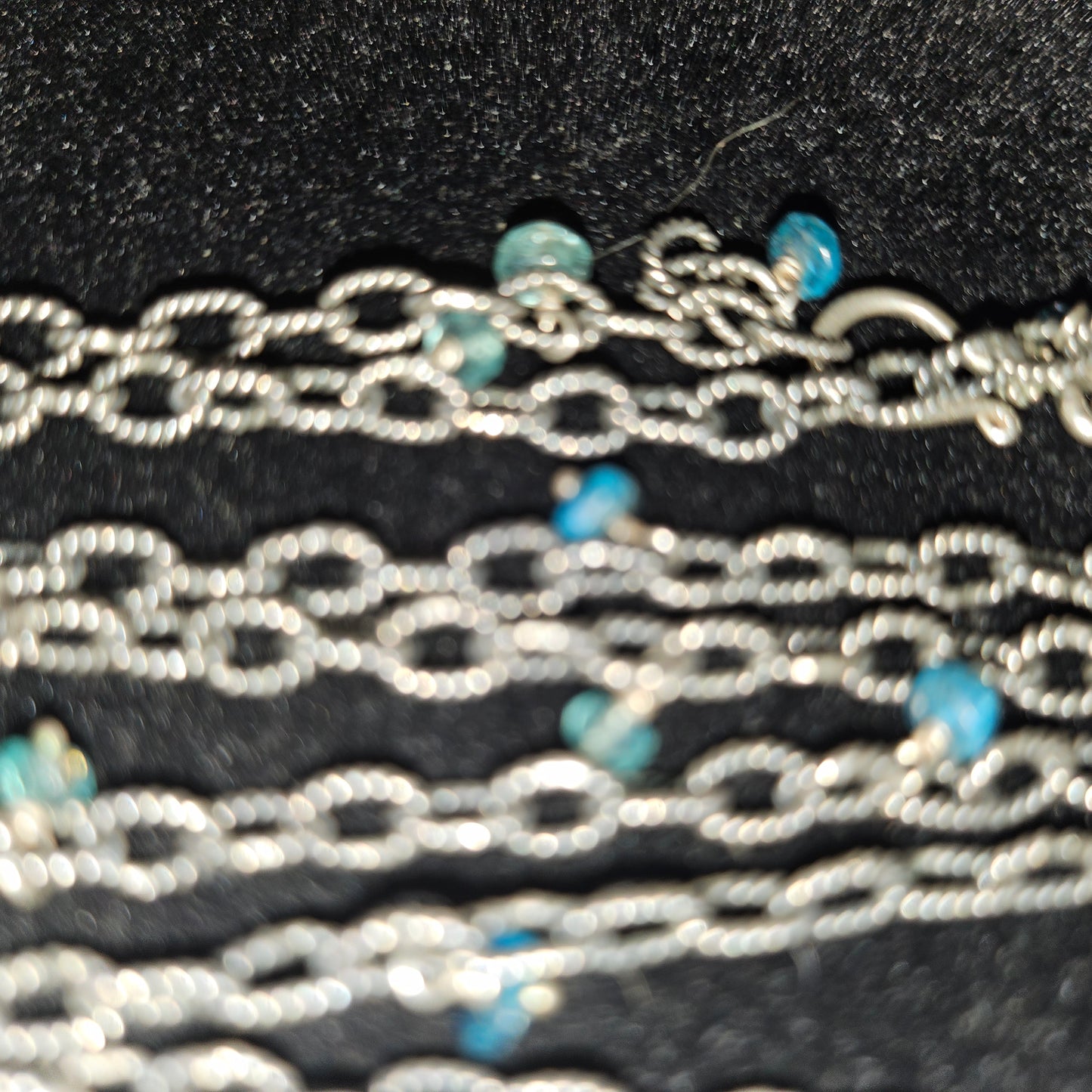 Lori Bonn blue topaz & sterling pendant & 30" Opera length necklace