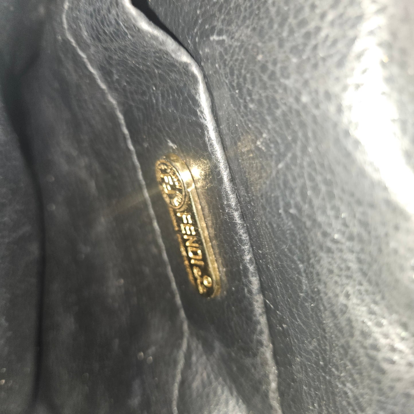 Fendi black grosgrain fabric & gold chain strap mini crossbody/ shoulder bag