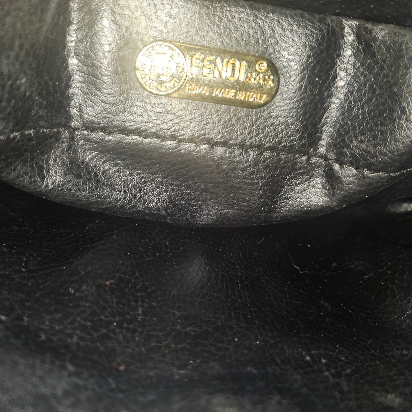 Fendi black grosgrain fabric & gold chain strap mini crossbody/ shoulder bag
