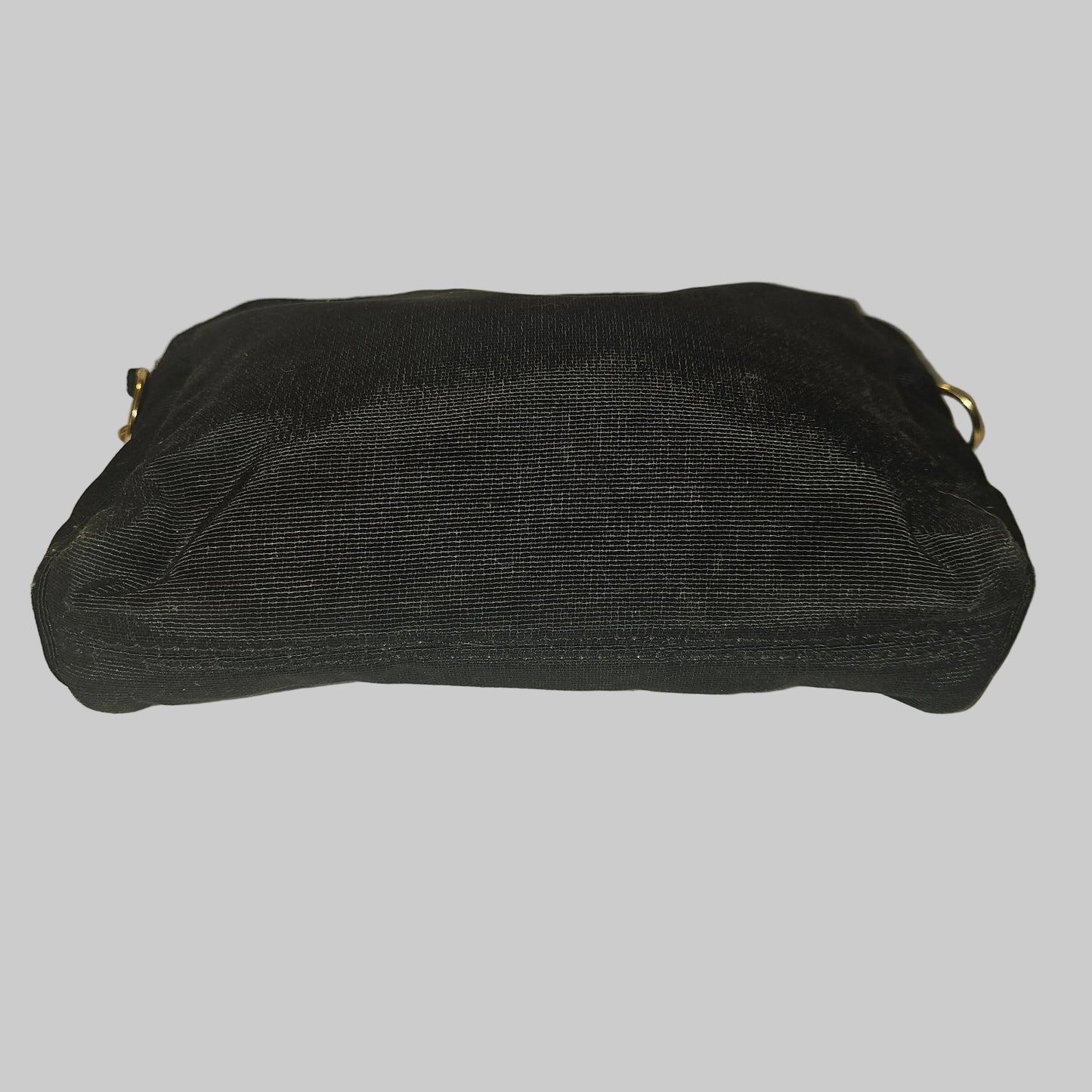 Fendi black grosgrain fabric & gold chain strap mini crossbody/ shoulder bag
