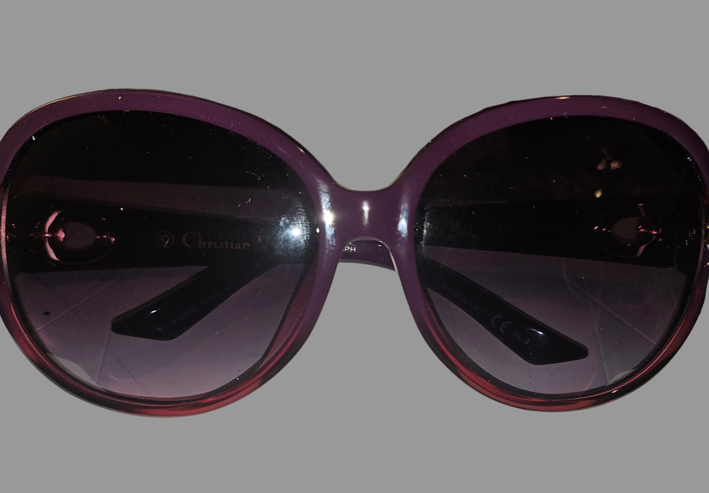 Dior My Lady Dior 7KS Plum & Gold Oversized Sunglasses – Mint Full Set