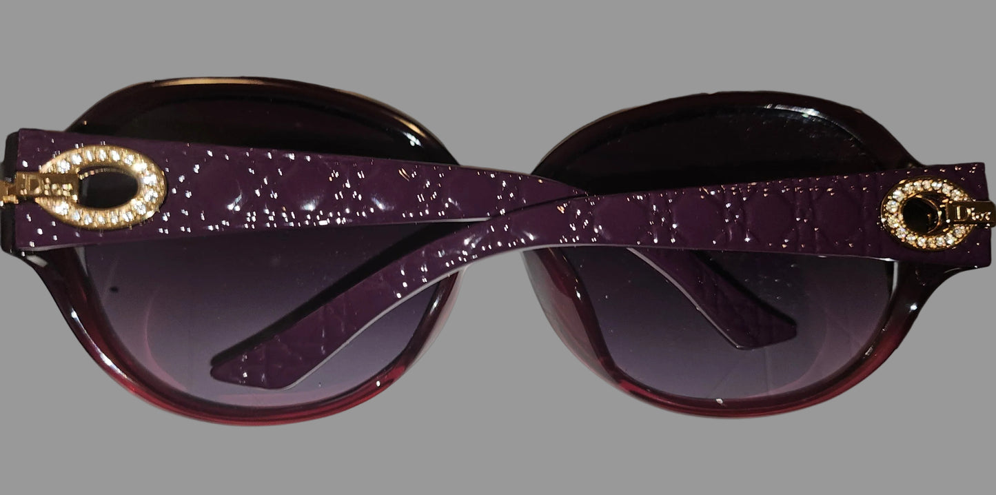 Dior My Lady Dior 7KS Plum & Gold Oversized Sunglasses – Mint Full Set