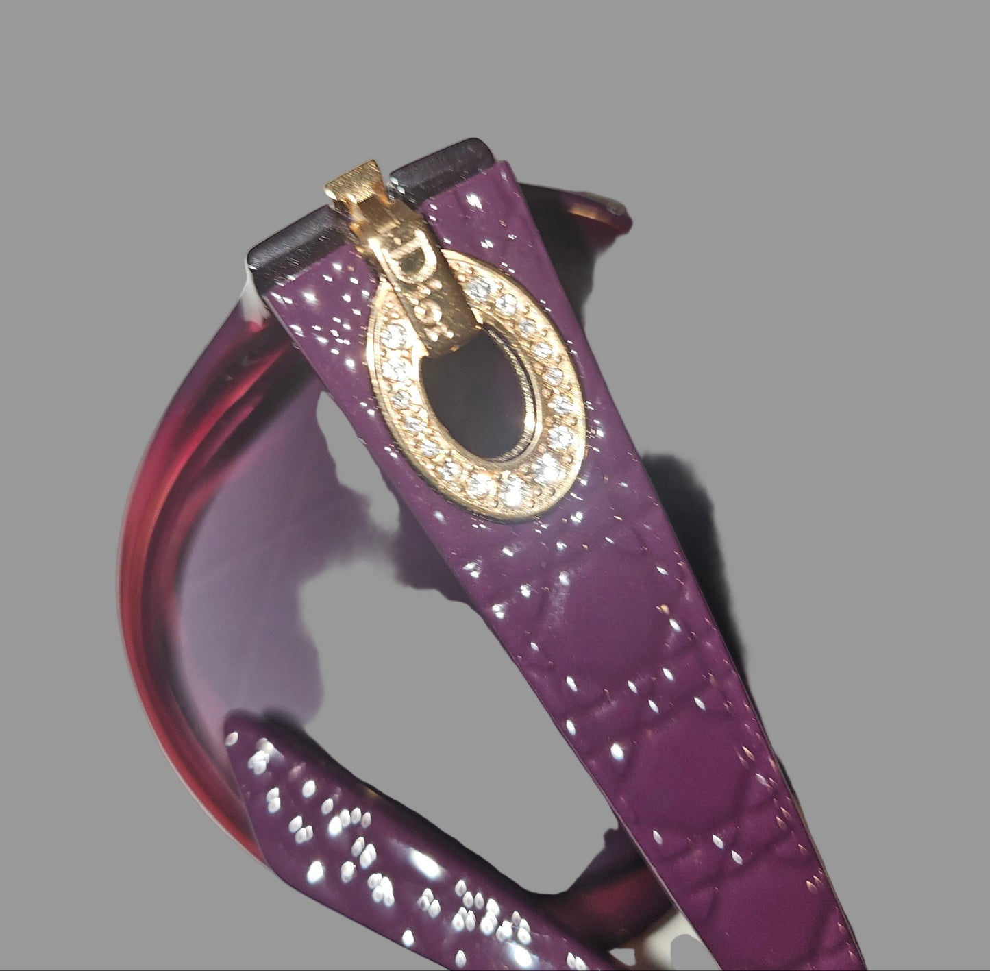 Dior My Lady Dior 7KS Plum & Gold Oversized Sunglasses – Mint Full Set