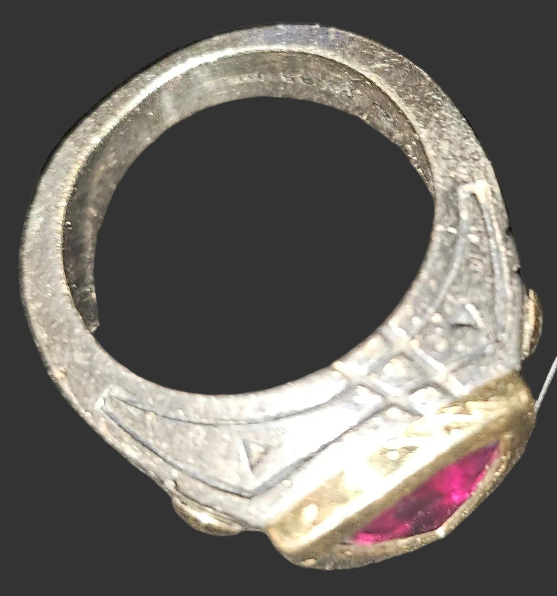 John Atencio 18K yellow gold & sterling ring with a trillion cut rhodolite garnet