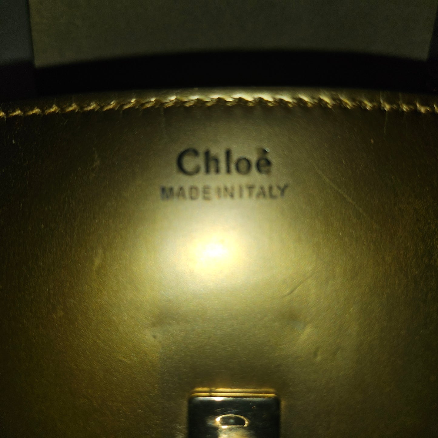 Chloe gold leather Drew style cross body with a gold chain strap