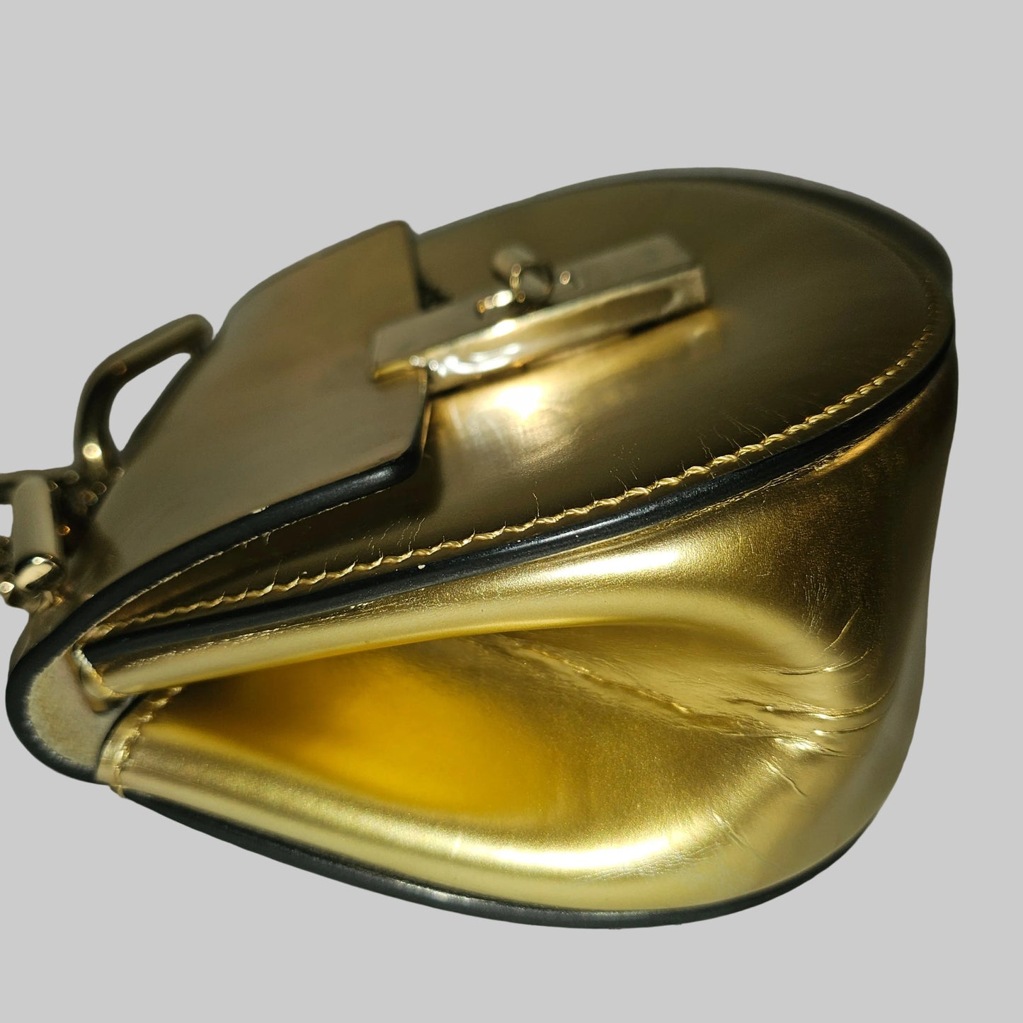 Chloe gold leather Drew style cross body with a gold chain strap