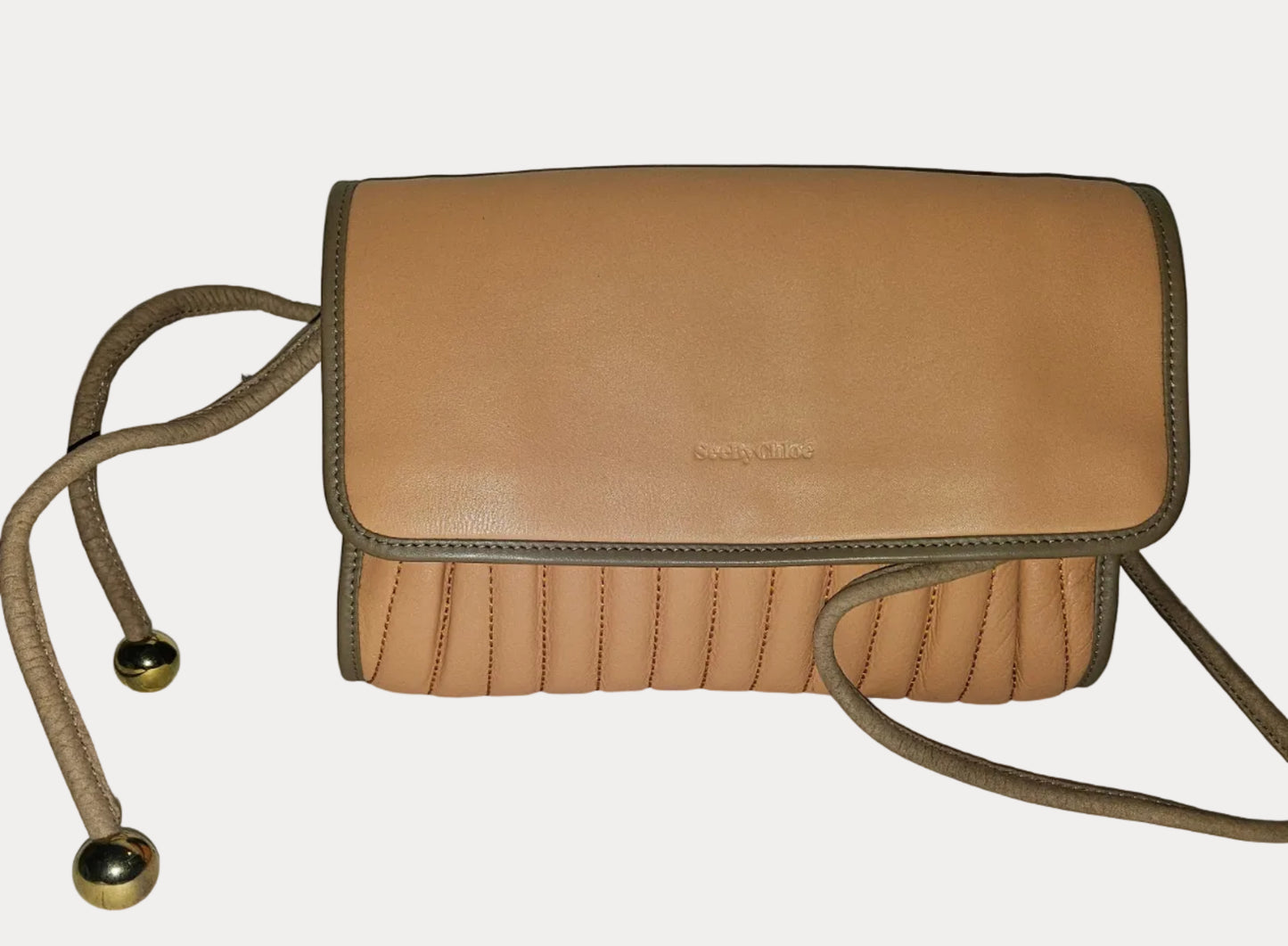 See By Chloe peach quilted leather & brown suede shoulder bag