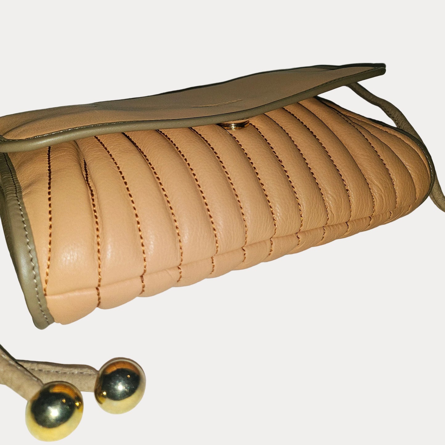 See By Chloe peach quilted leather & brown suede shoulder bag