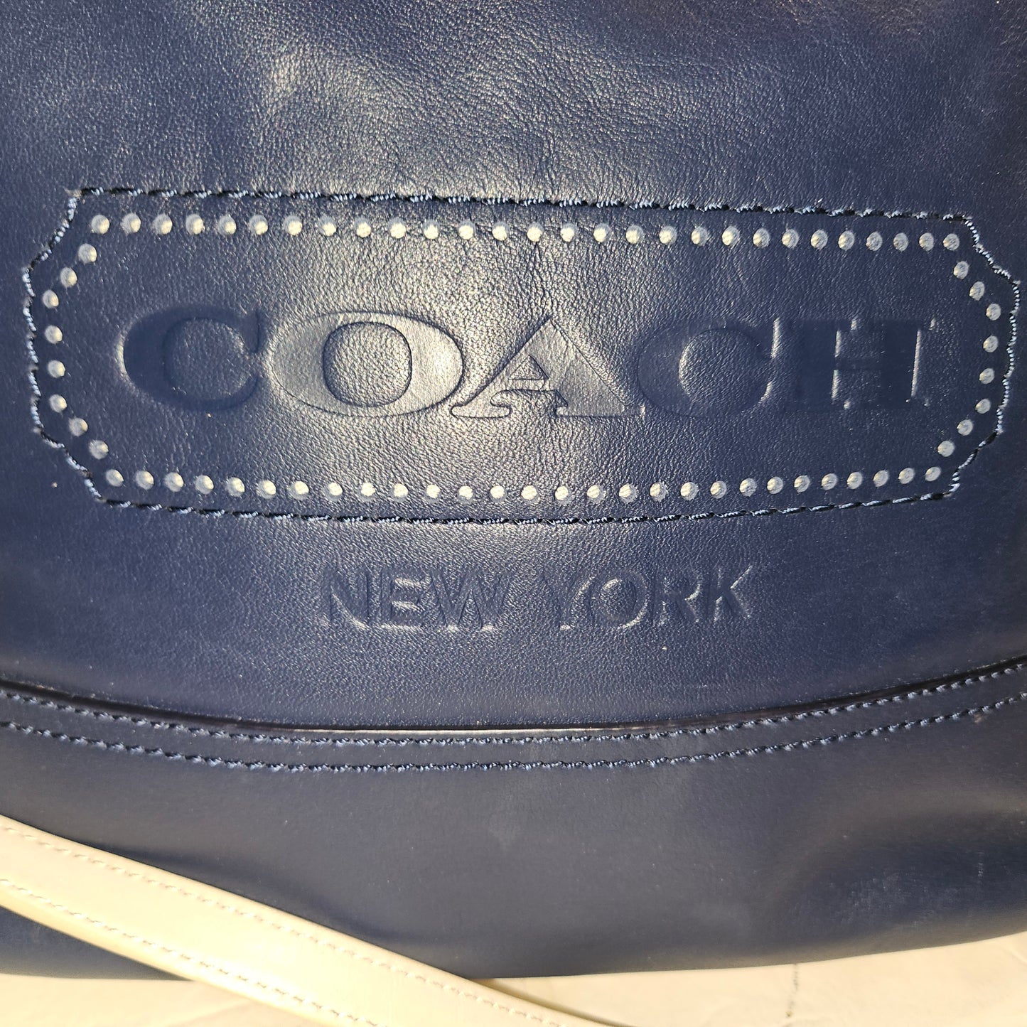 Coach navy & white XL two-way hobo with embossed logo