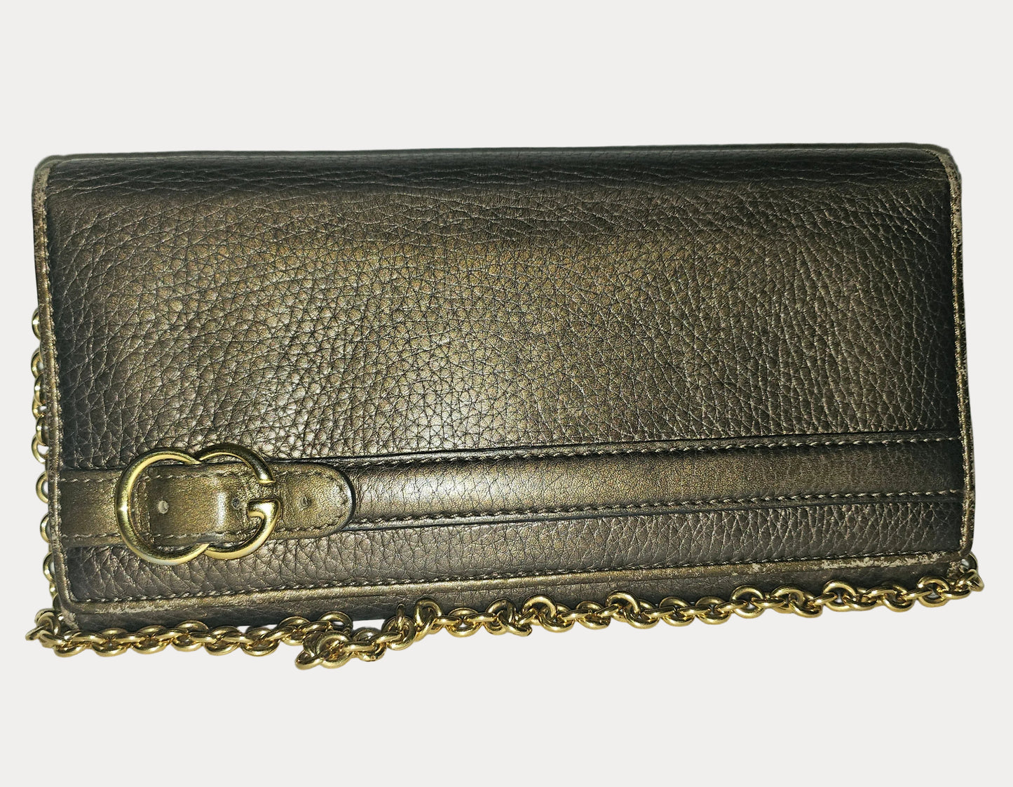 Gucci Marmont bronze leather XL wallet on a chain