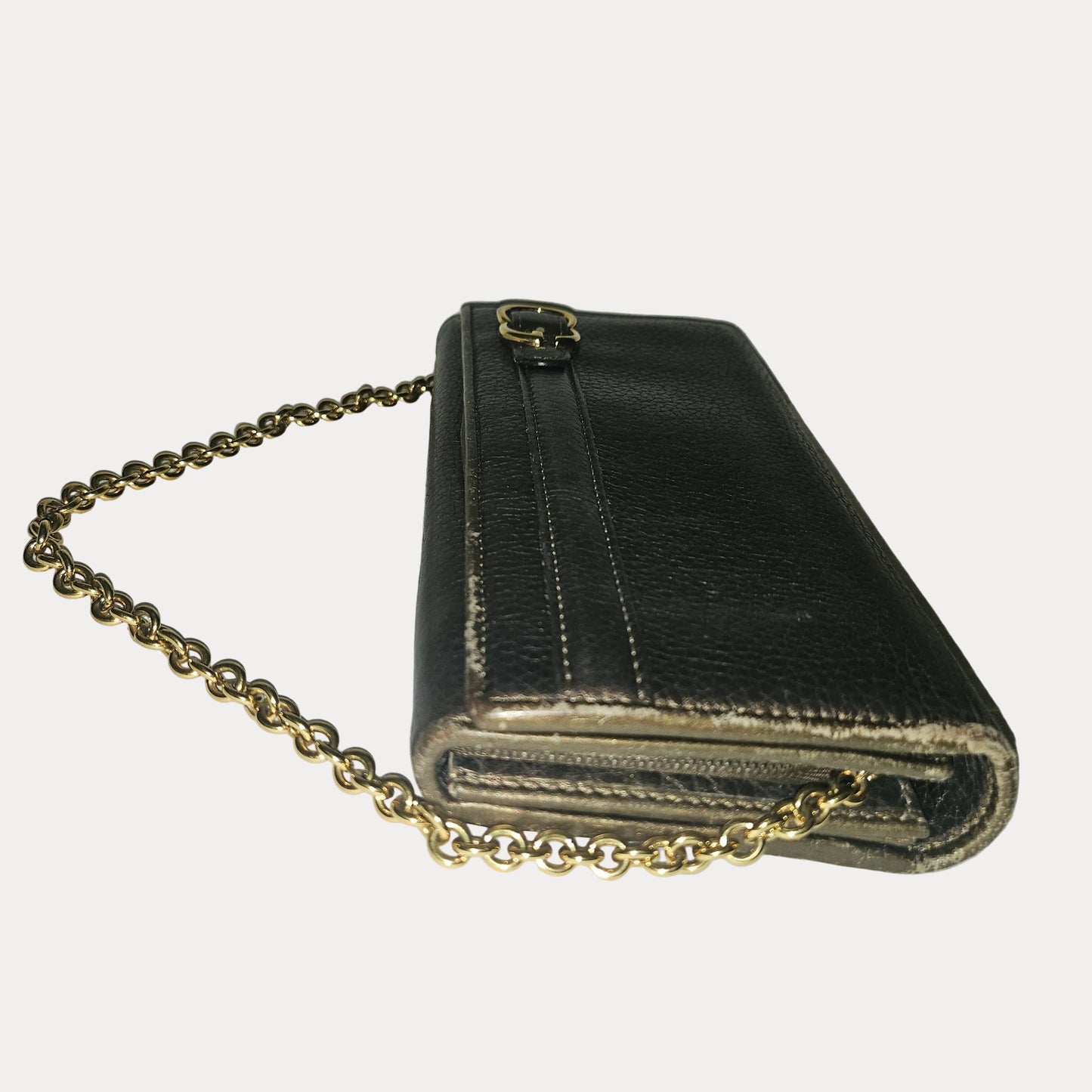 Gucci Marmont bronze leather XL wallet on a chain