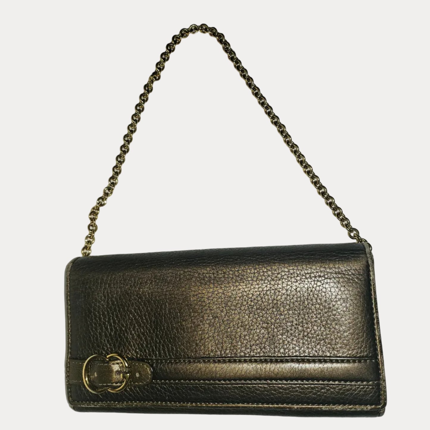 Gucci Marmont bronze leather XL wallet on a chain