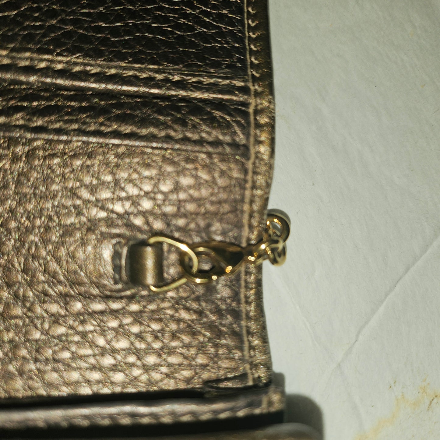 Gucci Marmont bronze leather XL wallet on a chain
