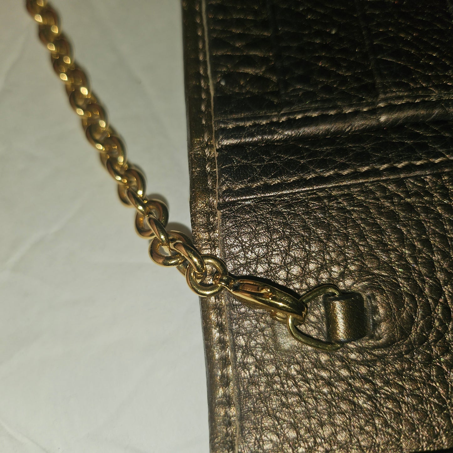 Gucci Marmont bronze leather XL wallet on a chain