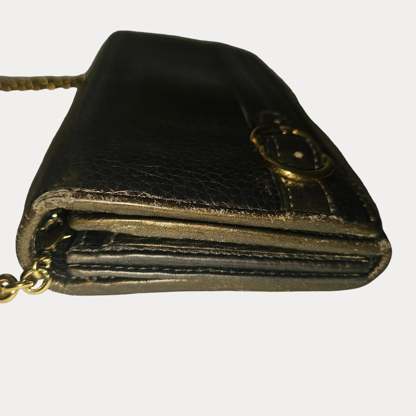 Gucci Marmont bronze leather XL wallet on a chain