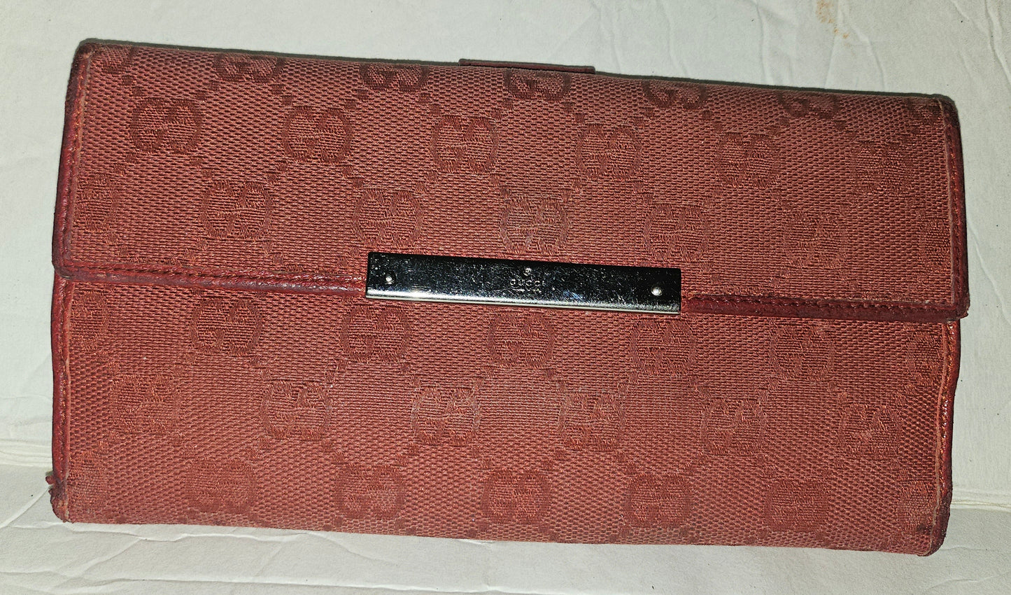 Gucci, red Guccissima print canvas and leather, XL size, wallet