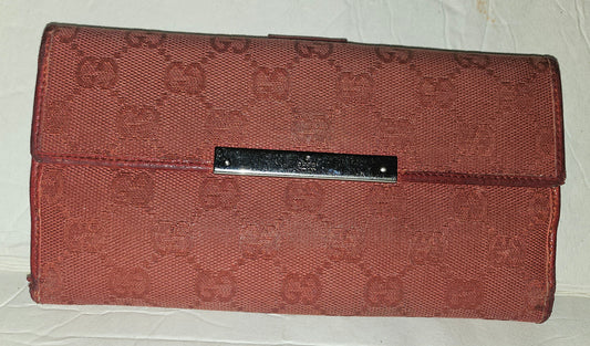 Gucci, red Guccissima print canvas and leather, XL size, wallet