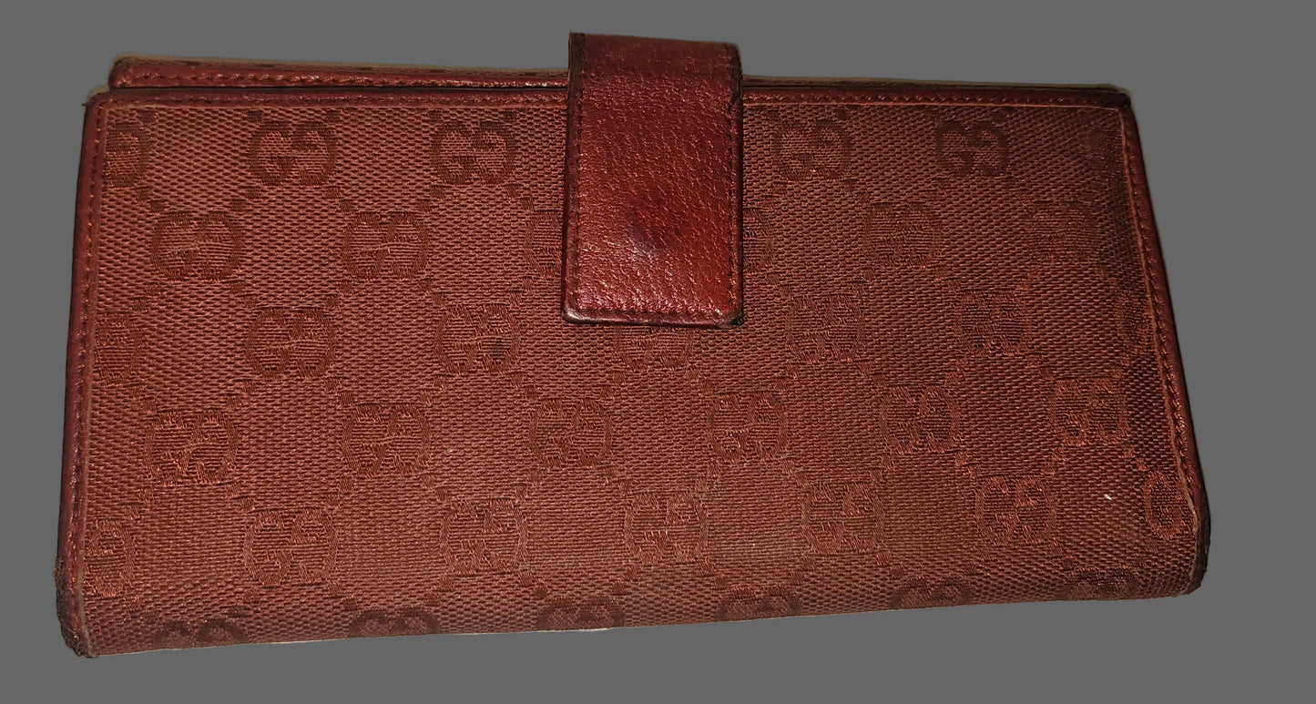 Gucci, red Guccissima print canvas and leather, XL size, wallet