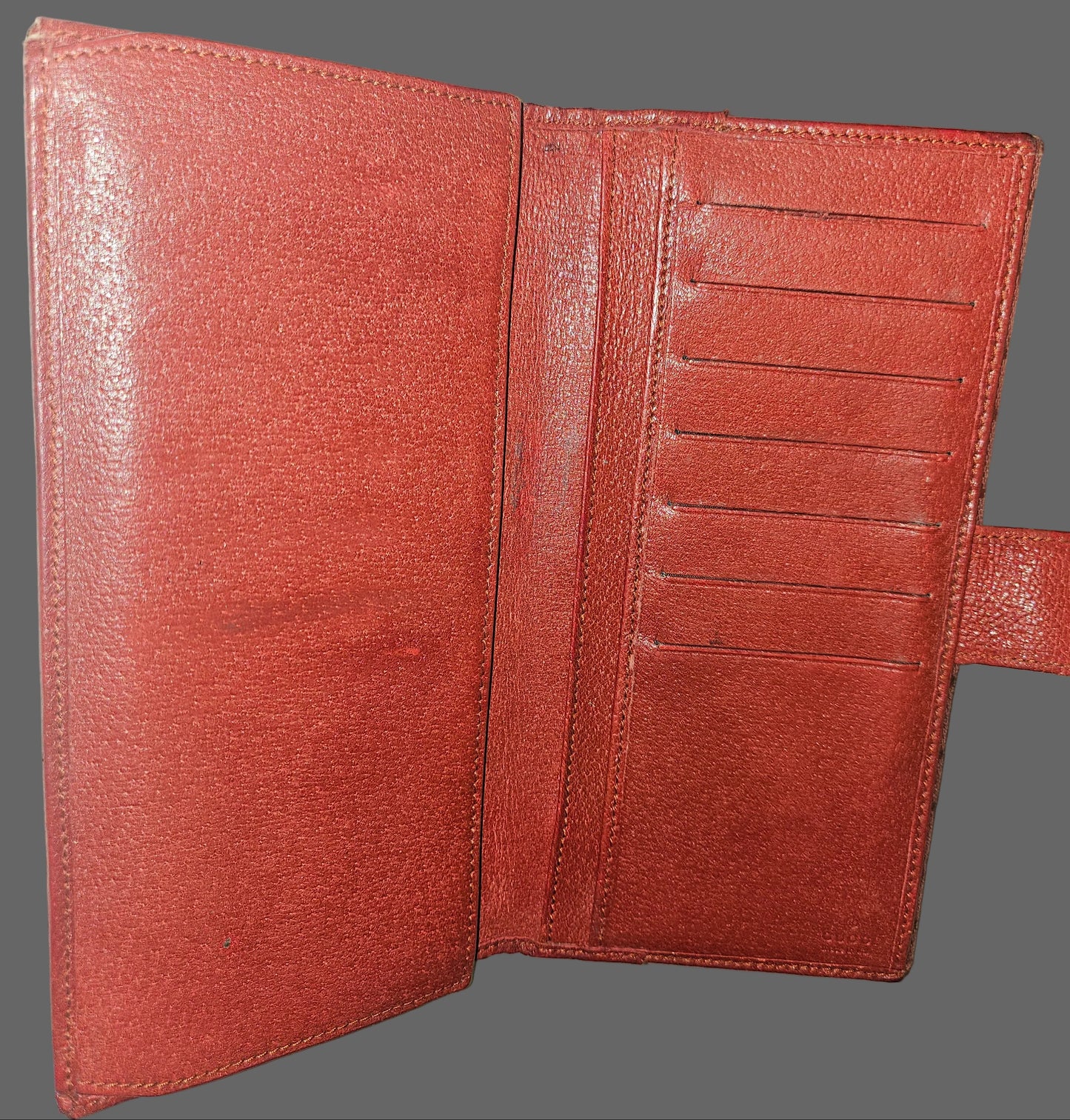 Gucci, red Guccissima print canvas and leather, XL size, wallet
