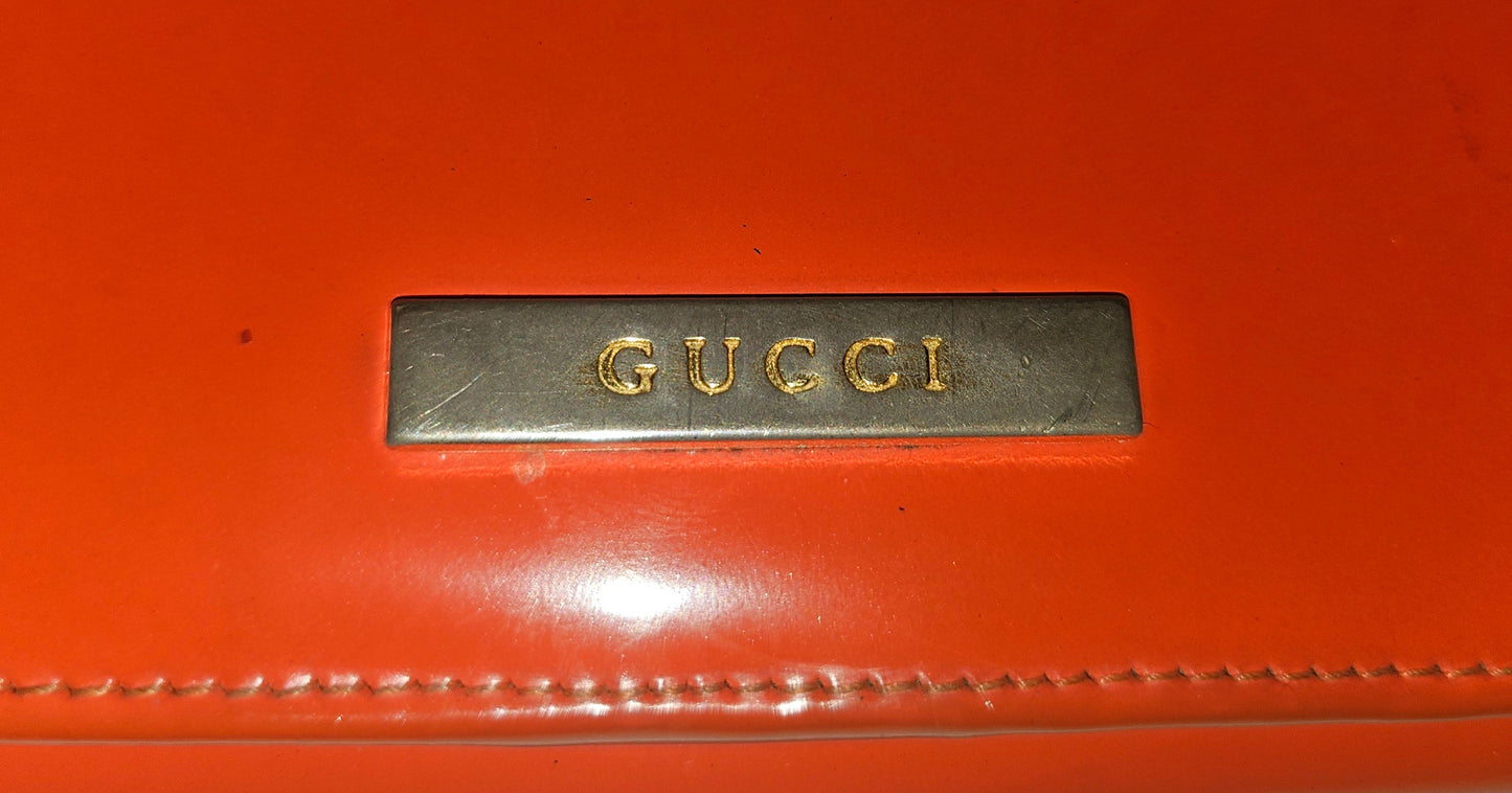 Gucci orange glossy leather XL size, wallet