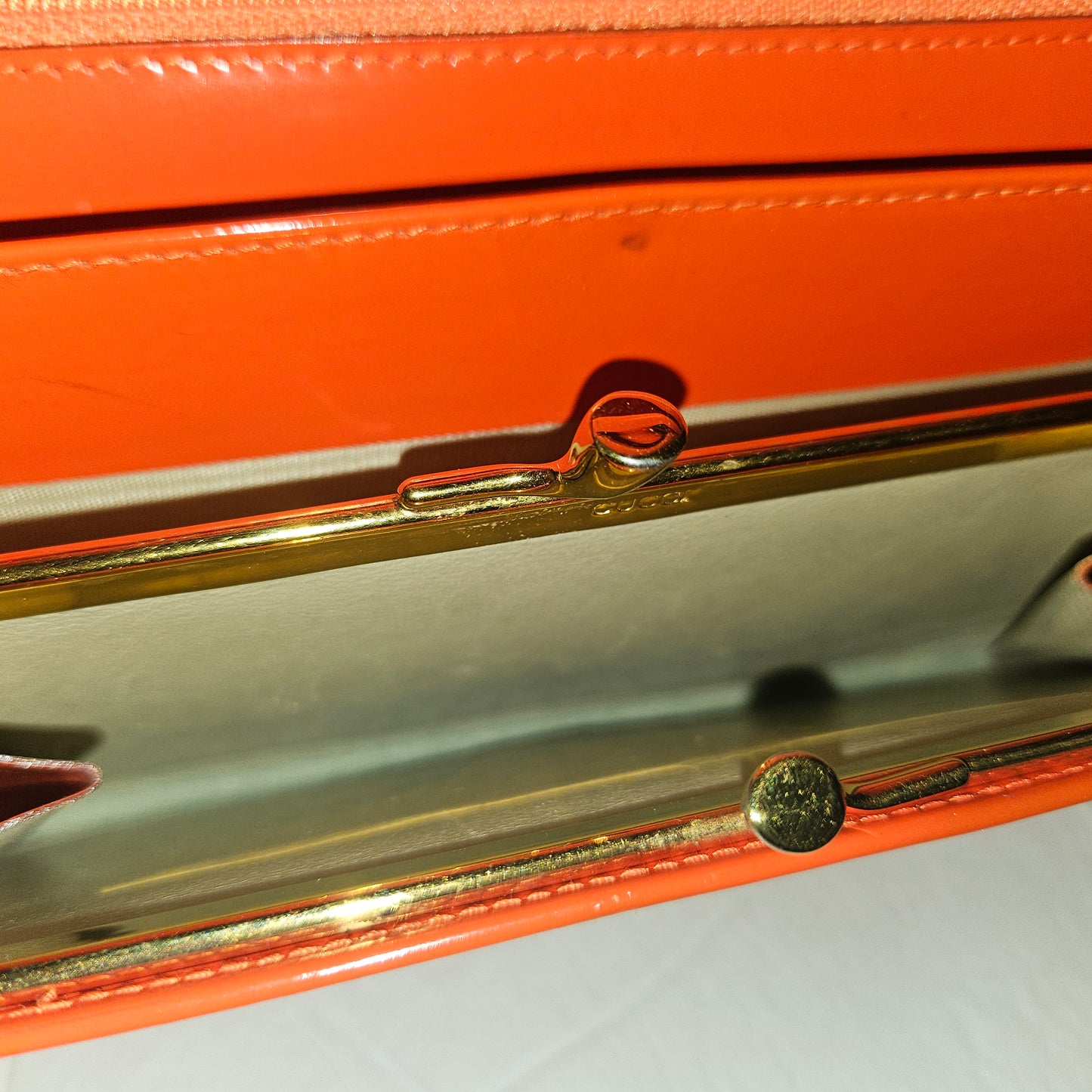 Gucci orange glossy leather XL size, wallet