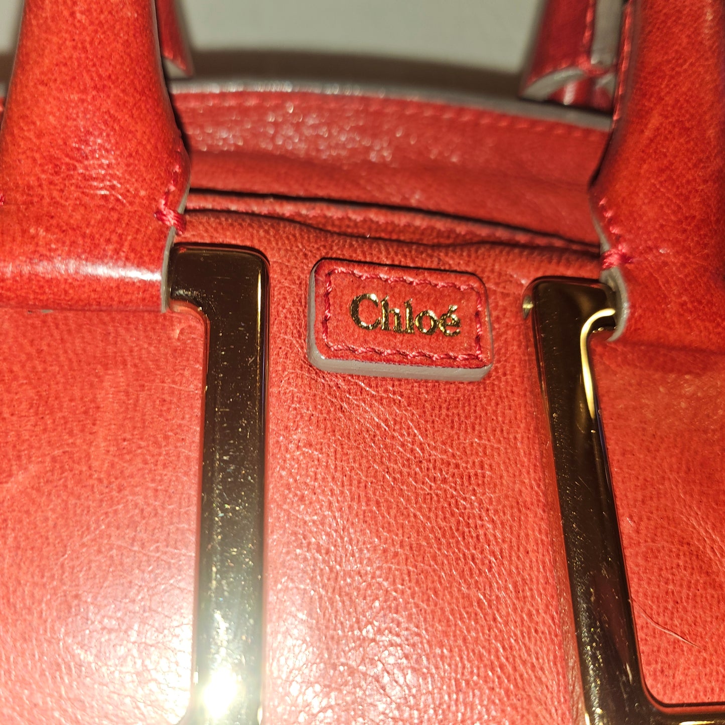 Chloe red leather Edith two-way purse