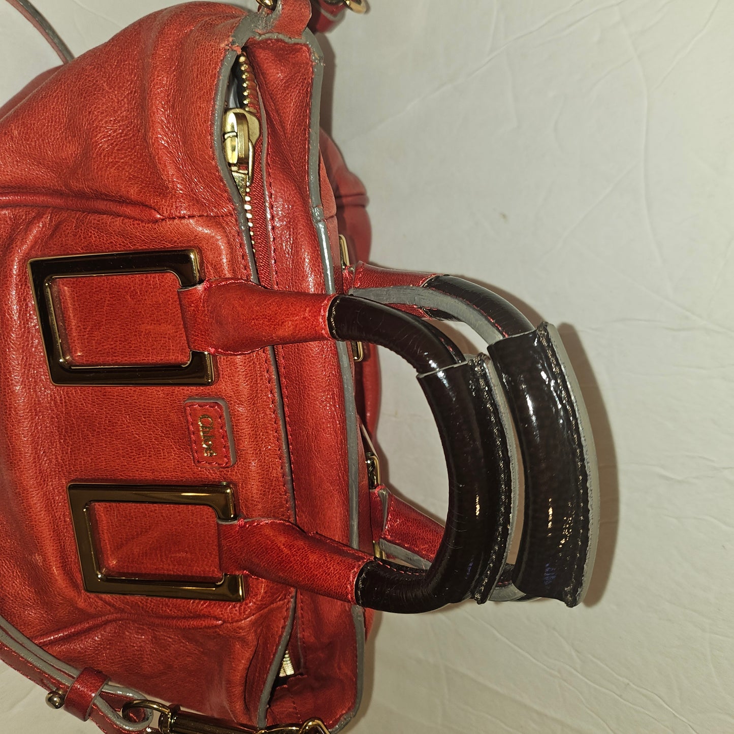 Chloe red leather Edith two-way purse