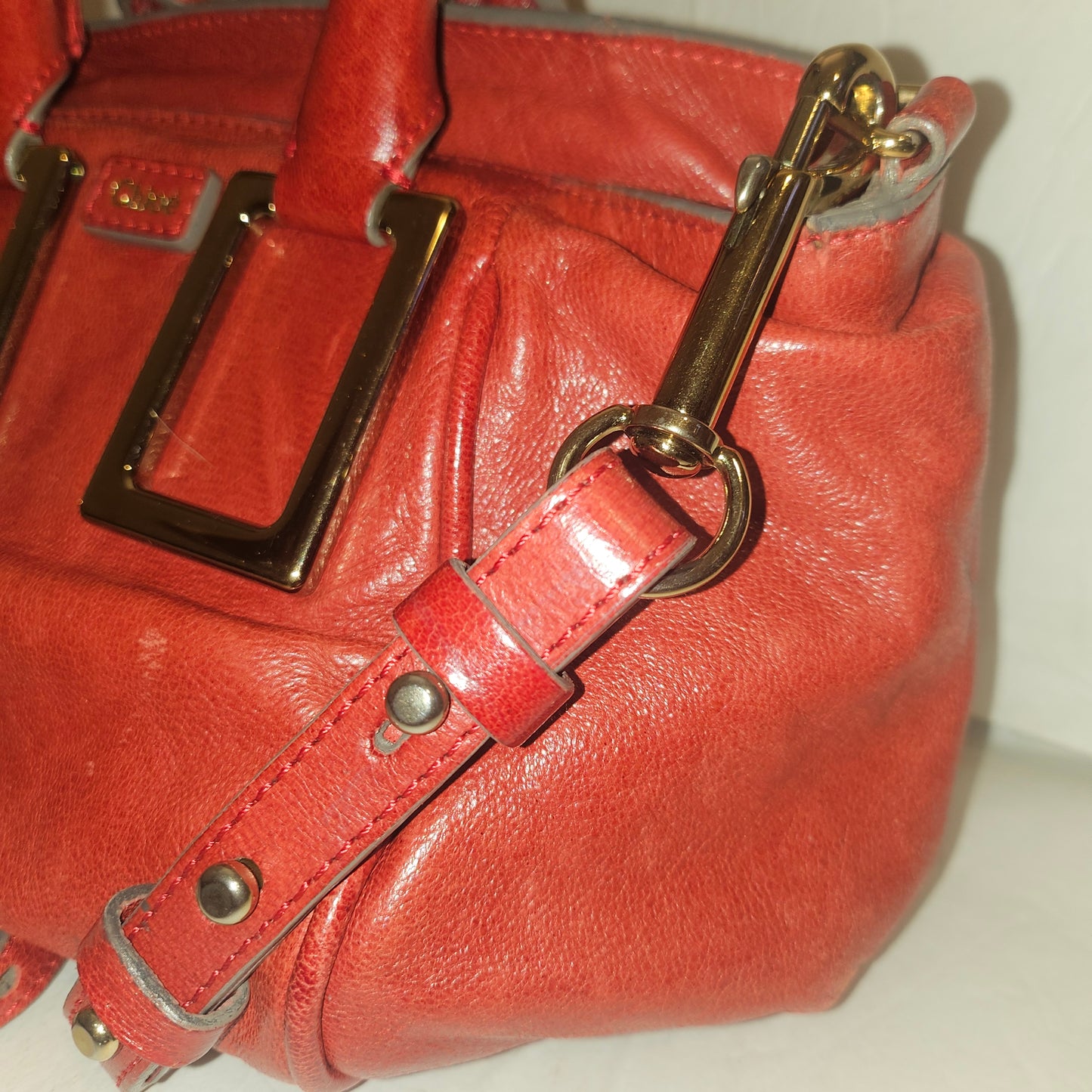 Chloe red leather Edith two-way purse