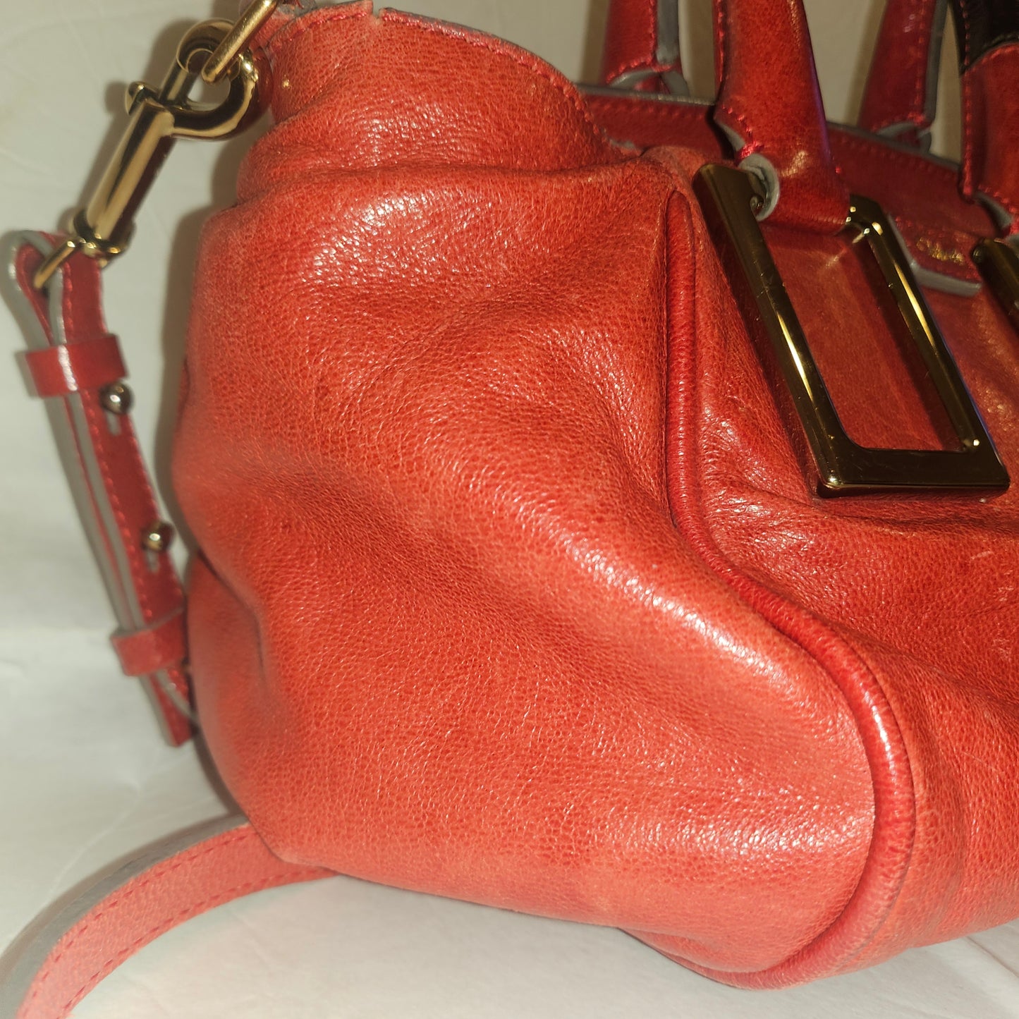 Chloe red leather Edith two-way purse